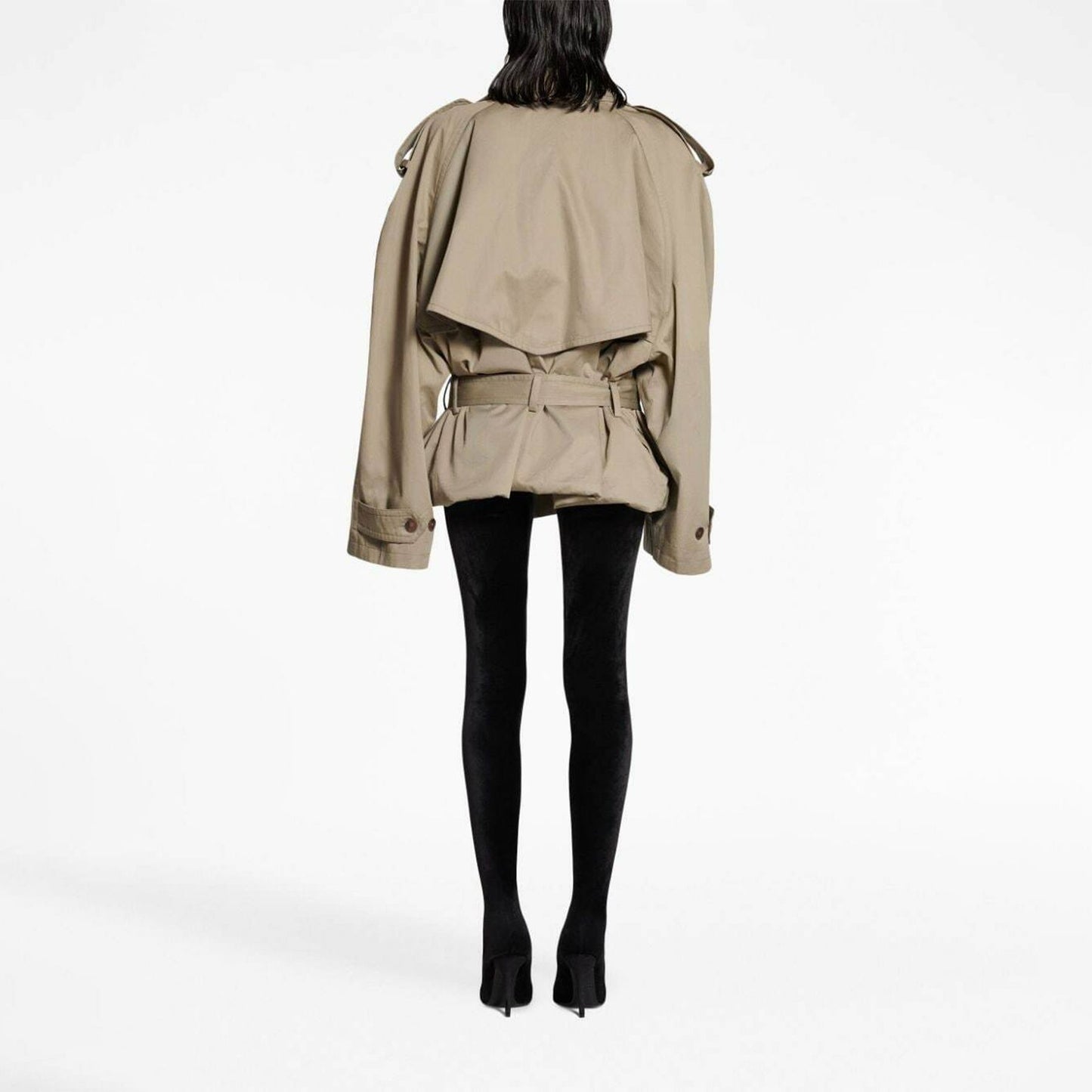 Calista Khaki Double Breasted Short Trench Coat