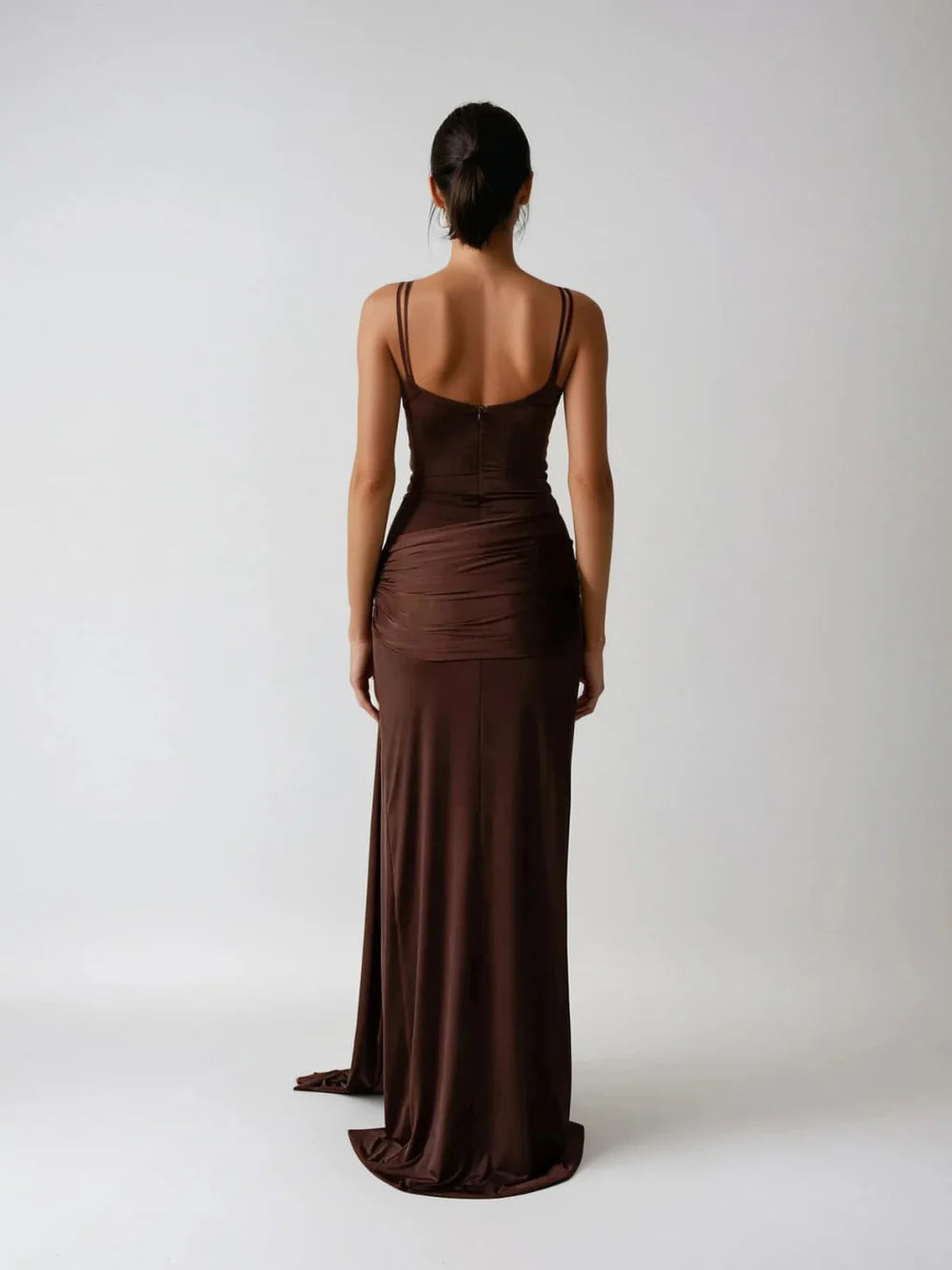 Maria Ruched Draped Split Maxi Dress