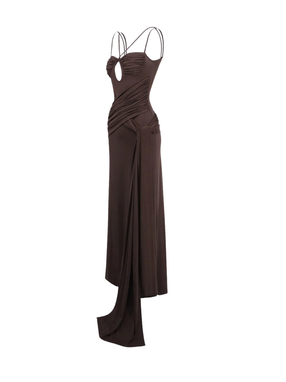 Maria Ruched Draped Split Maxi Dress