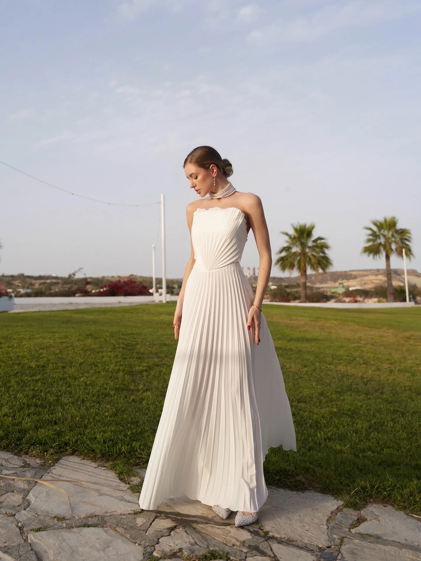 Estrella White Shell Maxi Dress