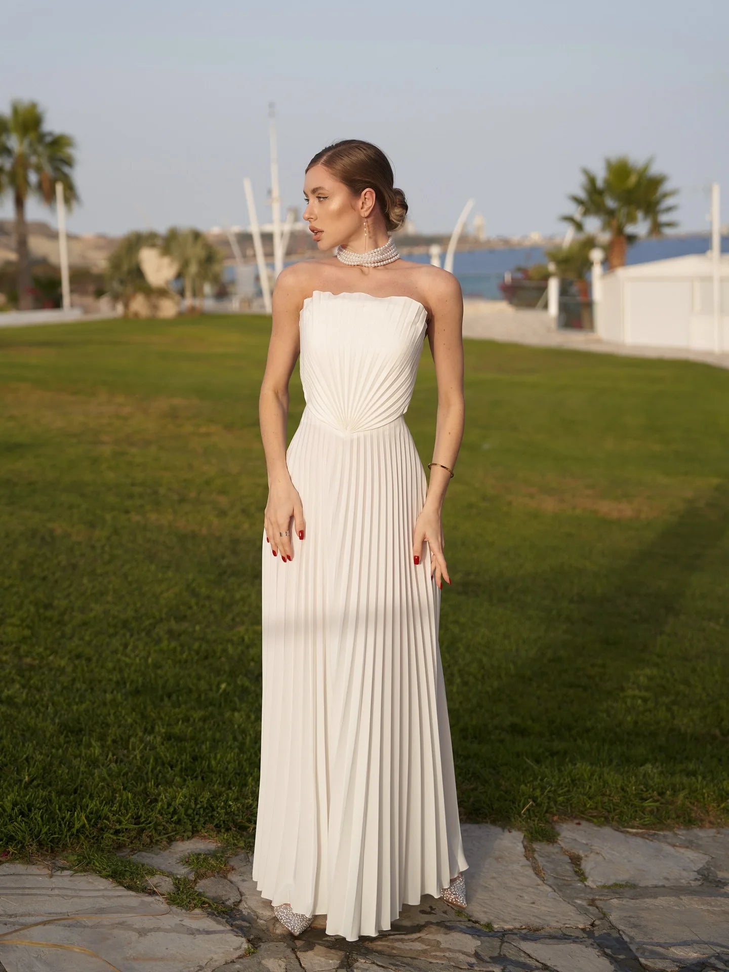 Estrella White Shell Maxi Dress