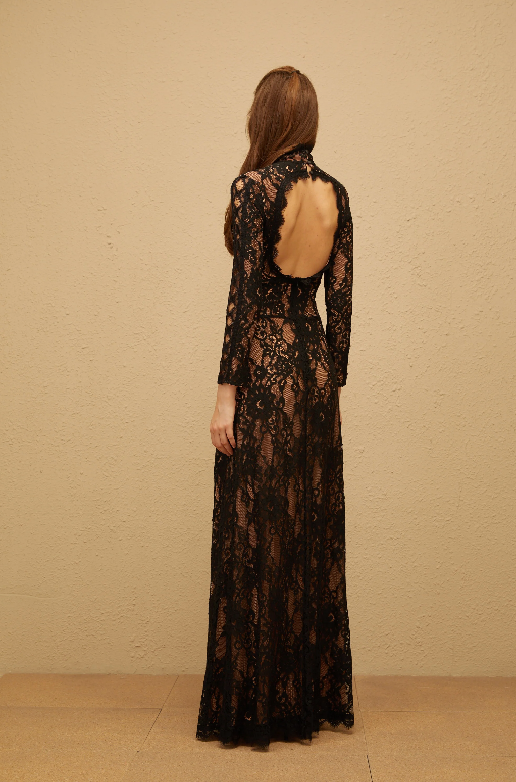 Taylor Black Cut Out Floral Lace Maxi Dress