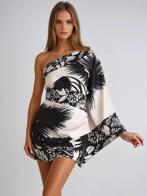 Dominique One Shoulder Printed Mini Dress
