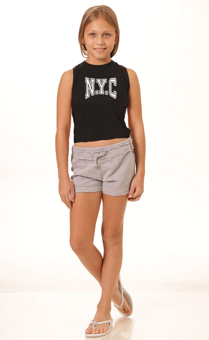 Washed Cropped Tops - Girls