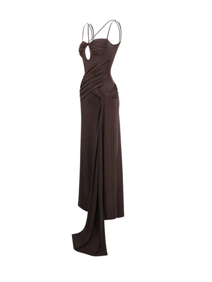 Maria Ruched Draped Split Maxi Dress