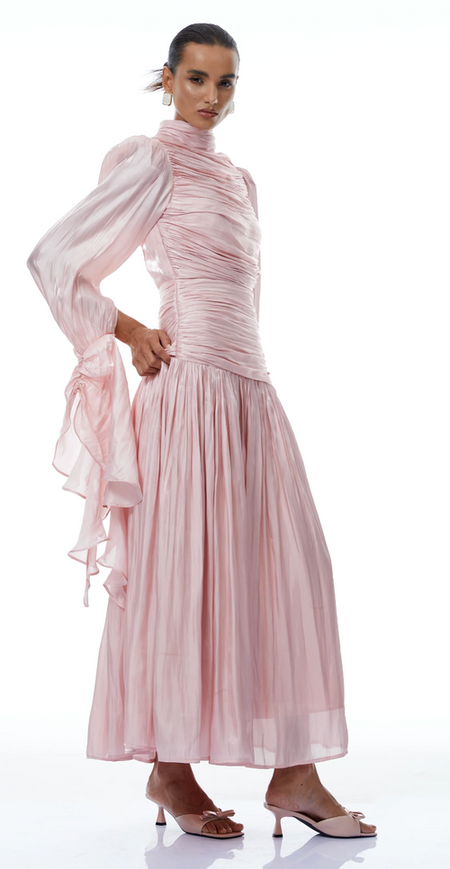 Nevada Pink Glossy Maxi Dress
