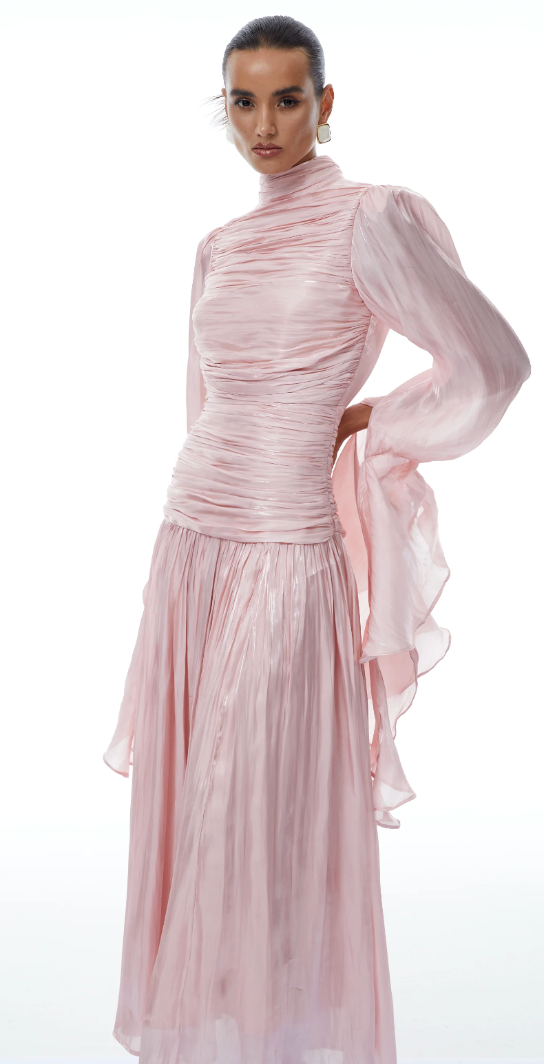 Nevada Pink Glossy Maxi Dress
