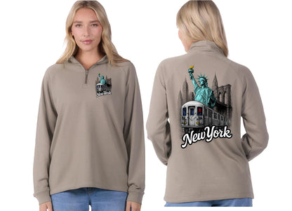 Sweatshirt Quarter Zip Front & Back Print