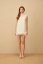 Quinn White Feather Trim Mini Dress