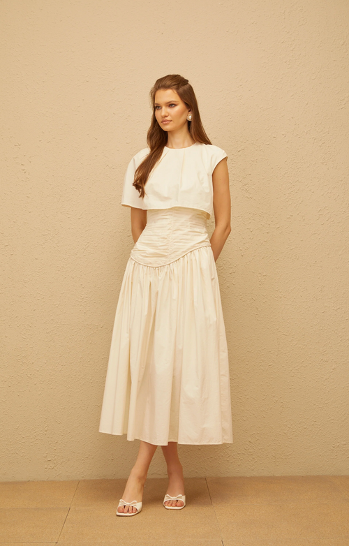 Shaelyn Cream White Midi Dress