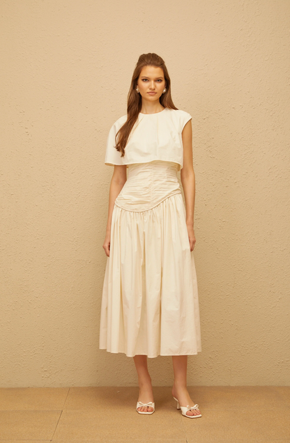 Shaelyn Cream White Midi Dress