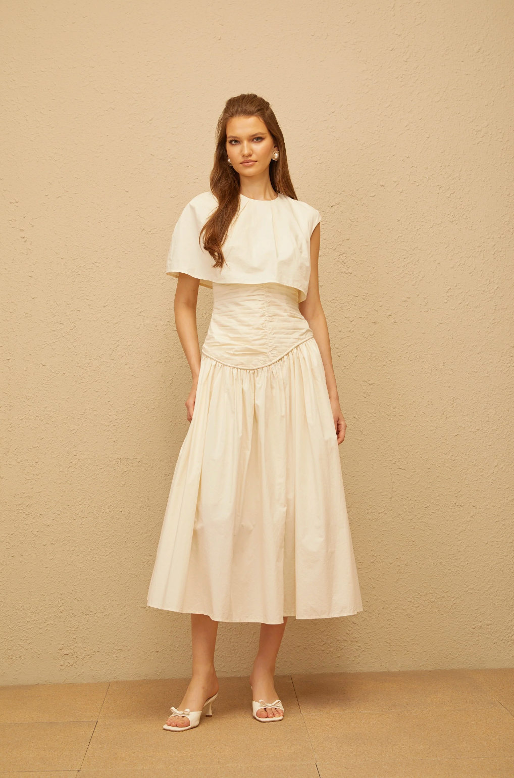 Shaelyn Cream White Midi Dress