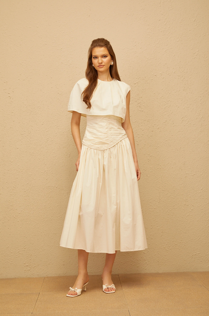 Shaelyn Cream White Midi Dress